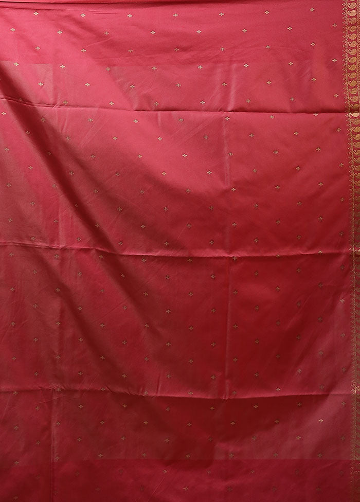 Peach Kanjivaram Silk Saree With Blouse Piece