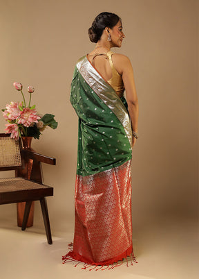 Green Kanjivaram Silk Saree With Blouse Piece