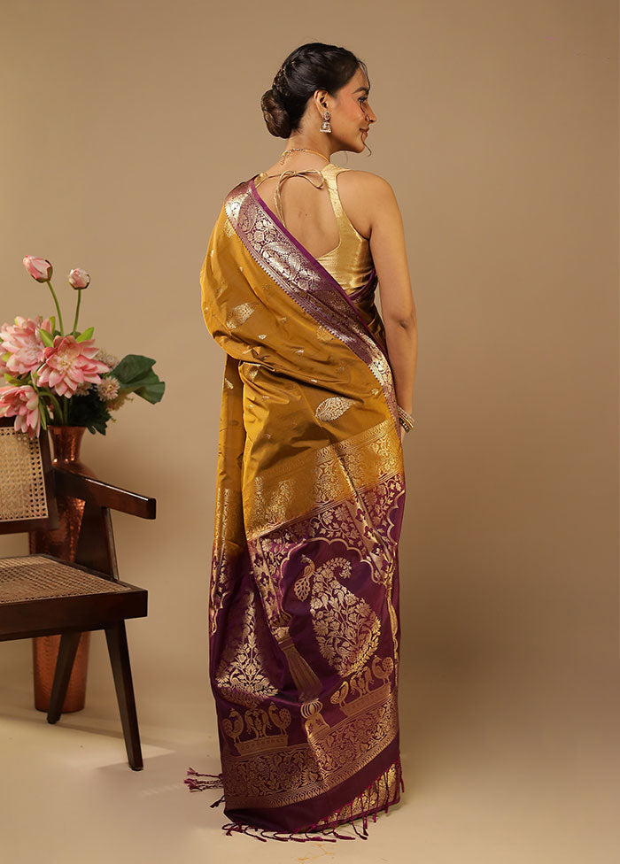 Yellow Kanjivaram Silk Saree With Blouse Piece