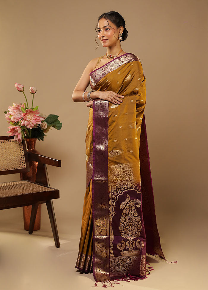 Yellow Kanjivaram Silk Saree With Blouse Piece
