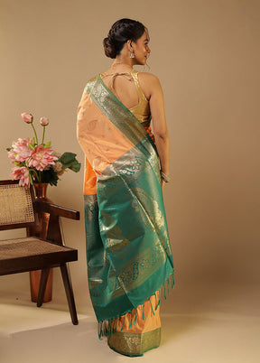 Orange Kanjivaram Silk Saree With Blouse Piece