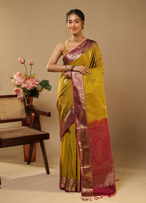 Yellow Kanjivaram Silk Saree With Blouse Piece