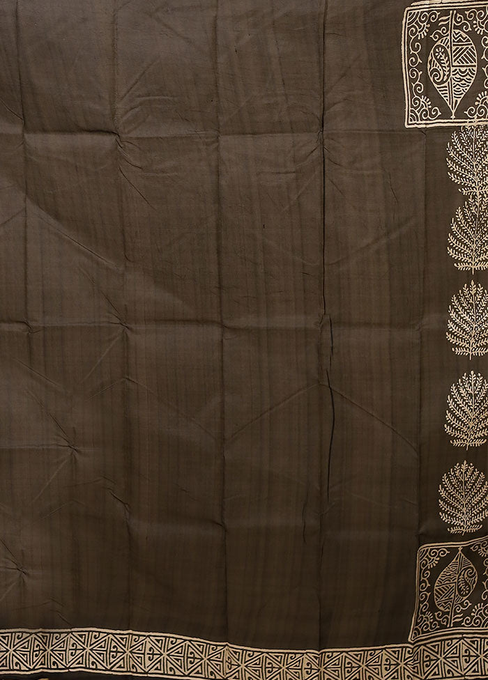 Black Printed Pure Silk Saree Without Blouse Piece
