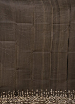 Black Printed Pure Silk Saree Without Blouse Piece