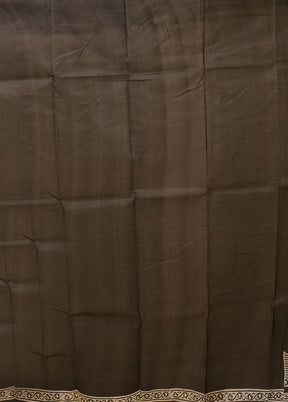 Black Printed Pure Silk Saree Without Blouse Piece