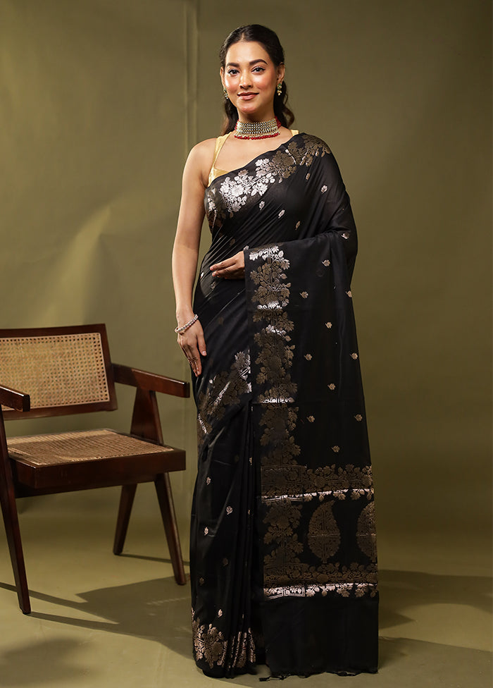 Black Cotton Saree With Blouse Piece