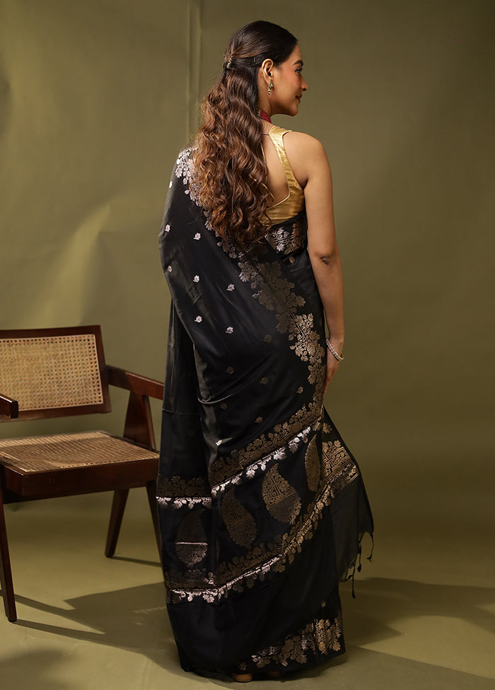 Black Cotton Saree With Blouse Piece