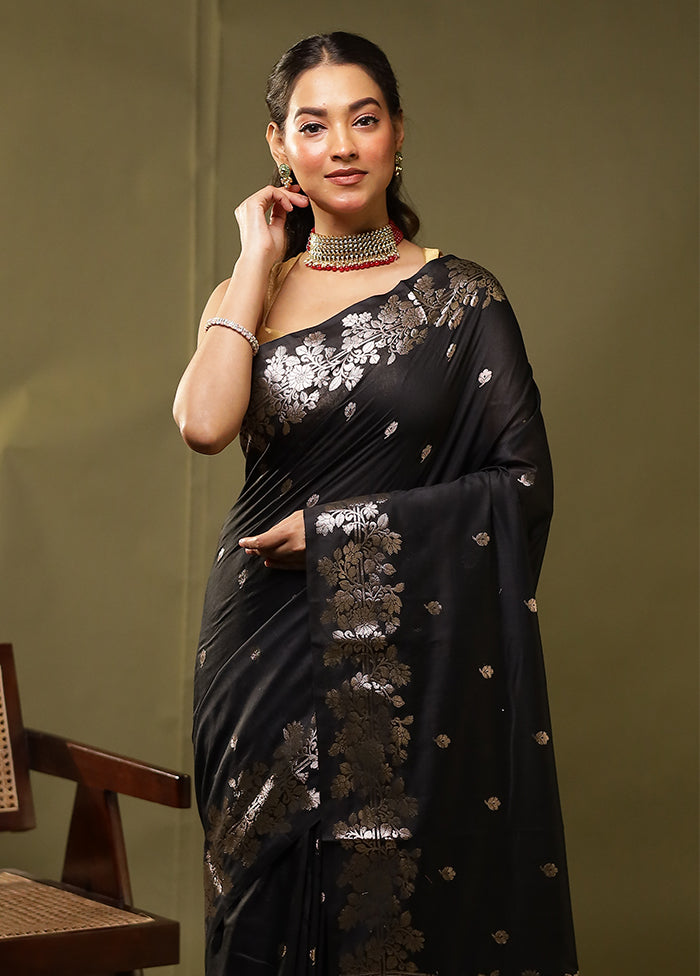 Black Cotton Saree With Blouse Piece