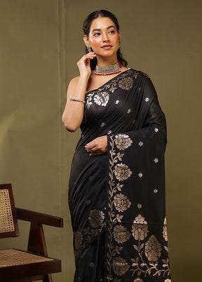 Black Cotton Saree With Blouse Piece