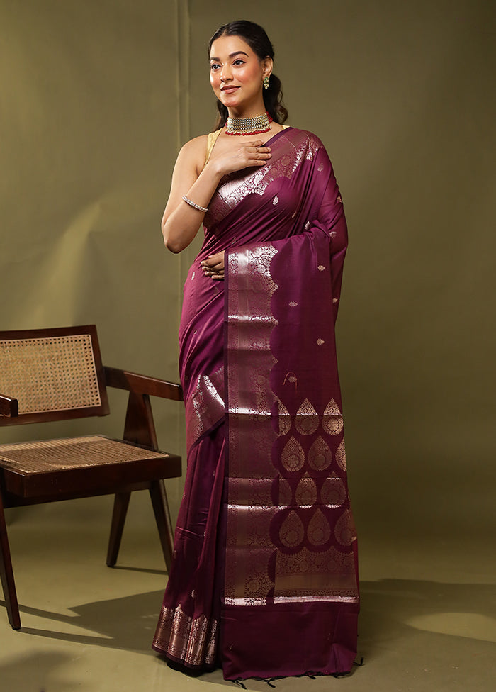 Purple Cotton Saree With Blouse Piece