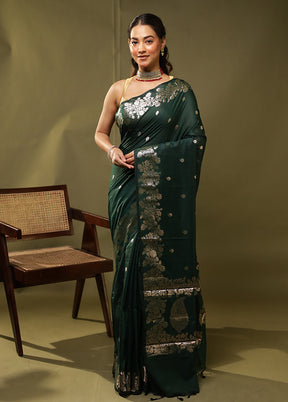 Green Cotton Saree With Blouse Piece