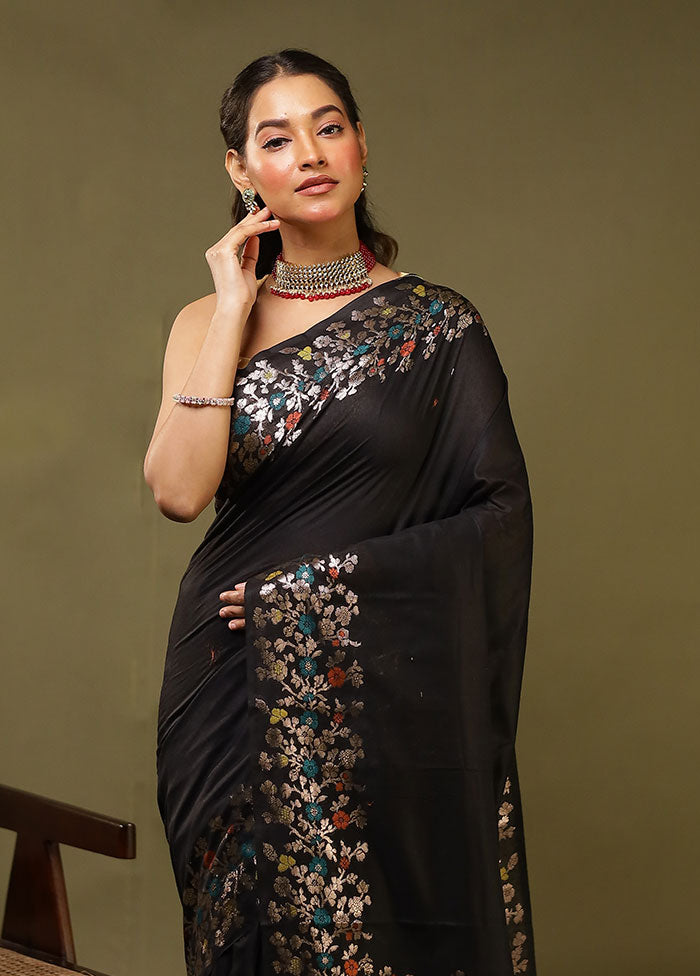 Black Cotton Saree With Blouse Piece
