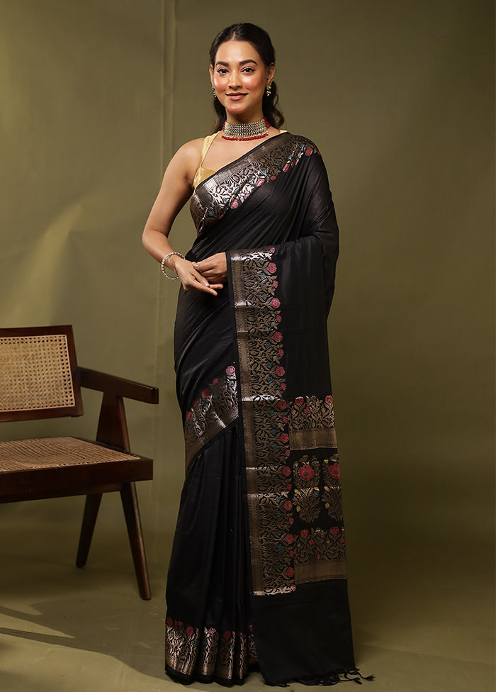 Black Cotton Saree With Blouse Piece