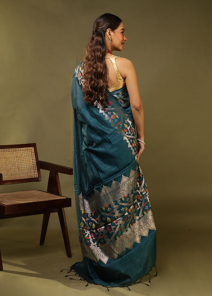 Green Cotton Saree With Blouse Piece