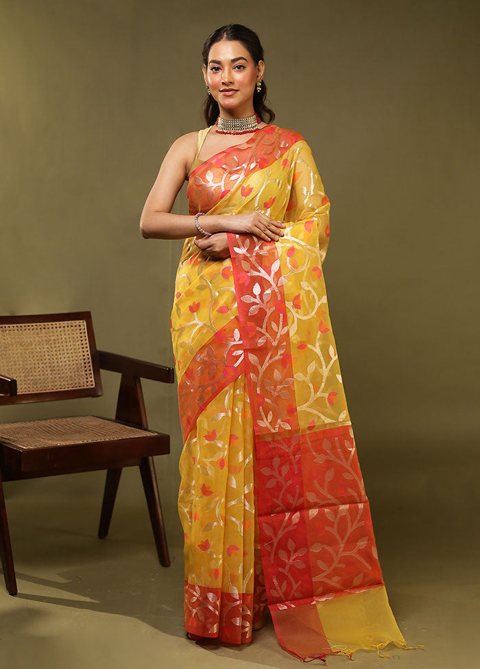 Sneh Bandhan Duo – Red Organza & Blue Cotton Sarees