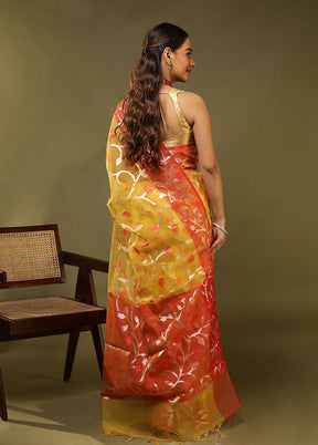 Sneh Bandhan Duo – Red Organza & Blue Cotton Sarees
