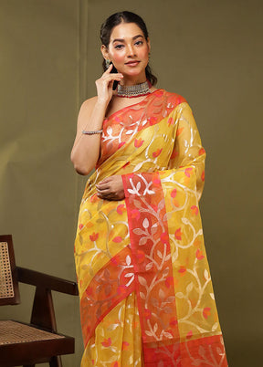 Sneh Bandhan Duo – Red Organza & Blue Cotton Sarees