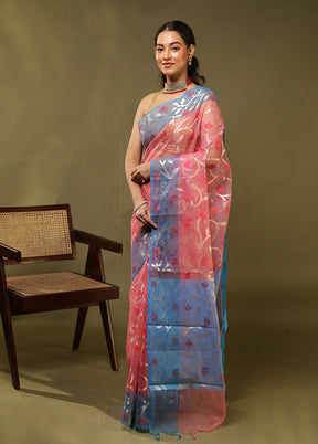 Pink Organza Saree With Blouse Piece