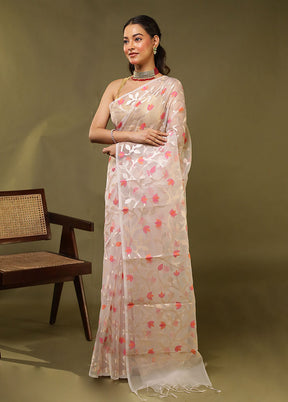 White Organza Saree With Blouse Piece