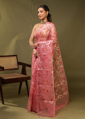Pink Organza Saree With Blouse Piece