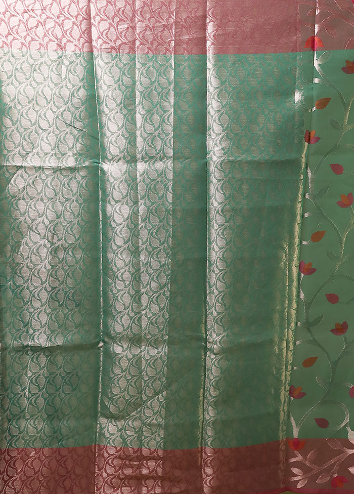 Green Organza Saree With Blouse Piece