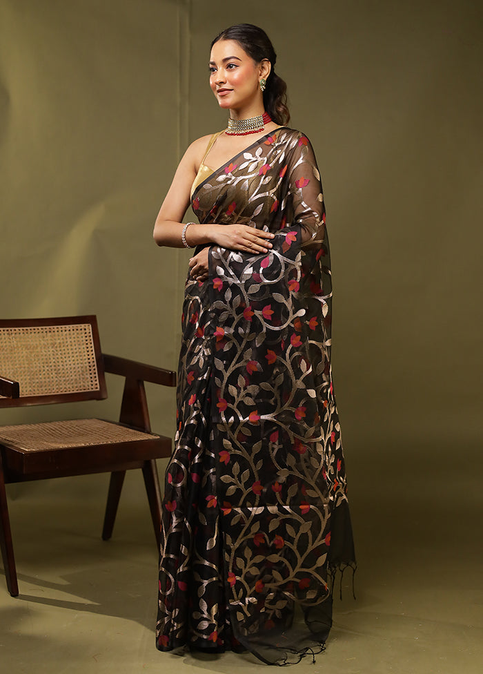 Black Organza Saree With Blouse Piece