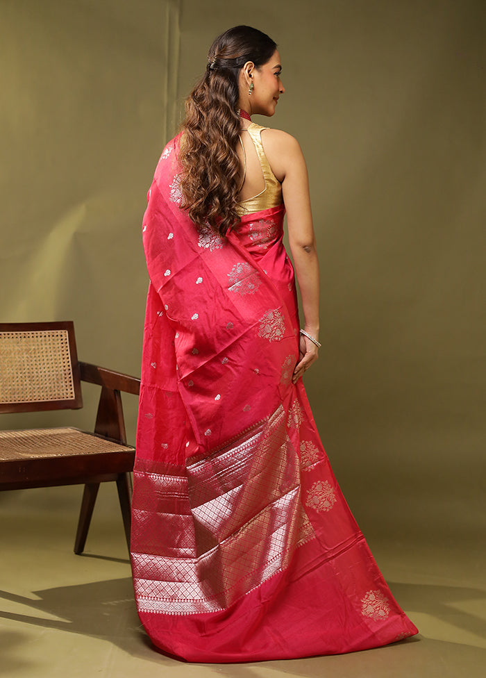 Pink Dupion Silk Saree With Blouse Piece