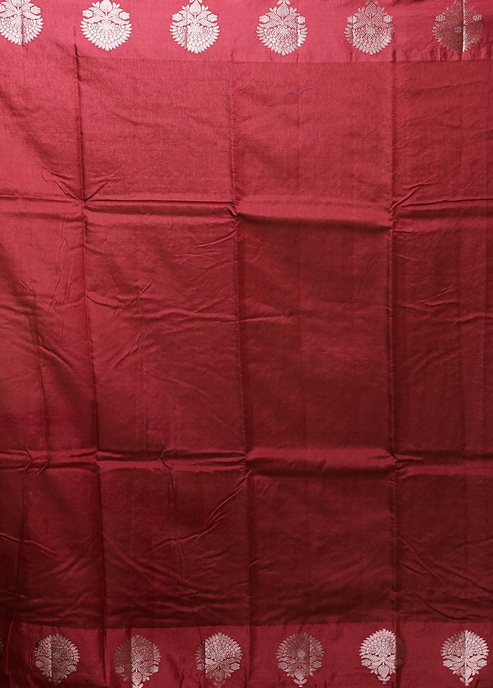 Maroon Dupion Silk Saree With Blouse Piece
