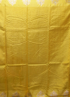 Yellow Dupion Silk Saree With Blouse Piece