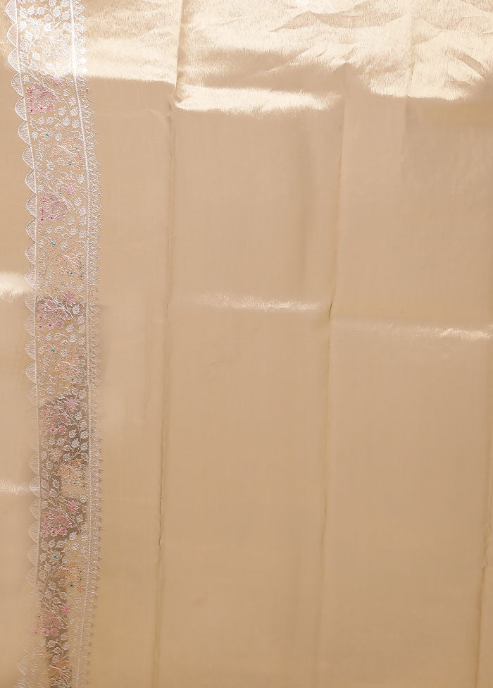 Cream Tissue Silk Saree With Blouse Piece
