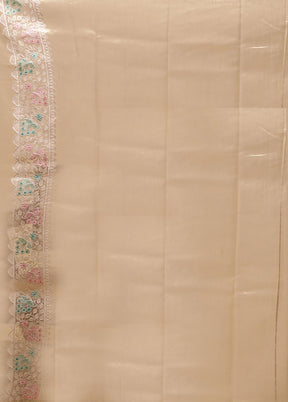 Cream Tissue Silk Saree With Blouse Piece