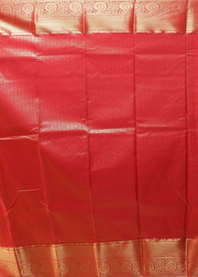 Orange Kanjivaram Silk Saree With Blouse Piece