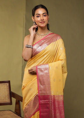 Yellow Kanjivaram Silk Saree With Blouse Piece