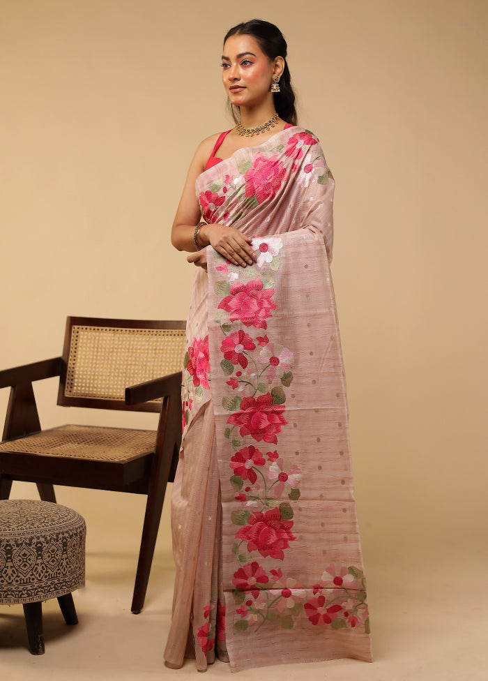 Purple Pure Cotton Saree With Blouse Piece
