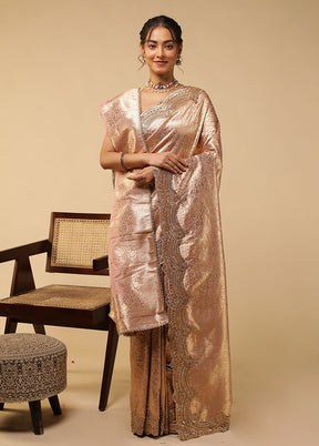 Pink Handloom Pure Georgette Saree With Blouse Piece