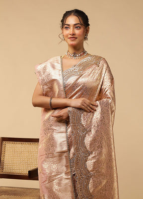 Pink Handloom Pure Georgette Saree With Blouse Piece