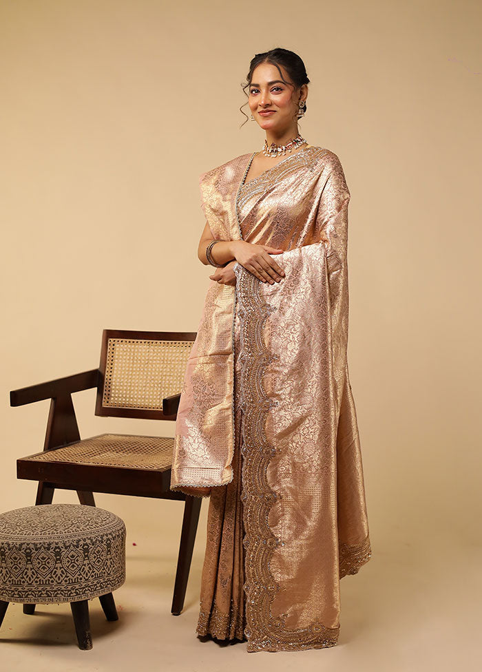 Pink Handloom Pure Georgette Saree With Blouse Piece