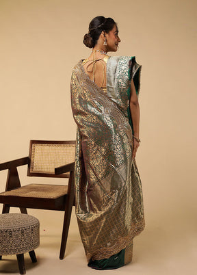 Grey Handloom Pure Georgette Saree With Blouse Piece