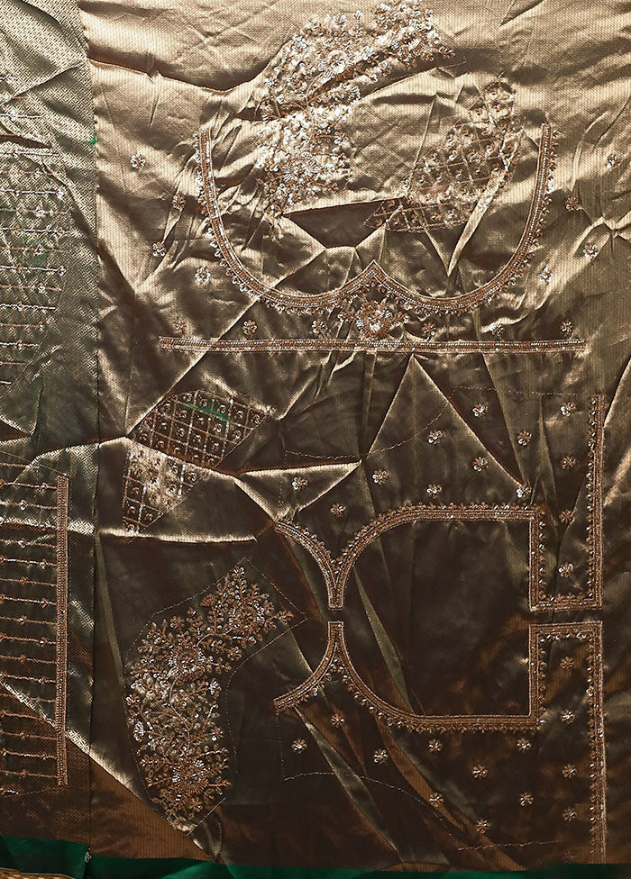 Green Handloom Pure Georgette Saree With Blouse Piece