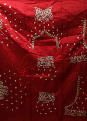 Maroon Handloom Pure Georgette Saree With Blouse Piece