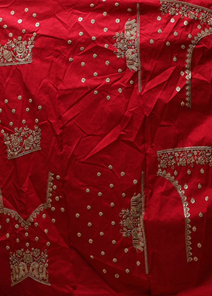 Maroon Handloom Pure Georgette Saree With Blouse Piece