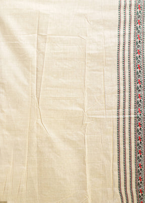 Cream Assam Silk Saree With Blouse Piece