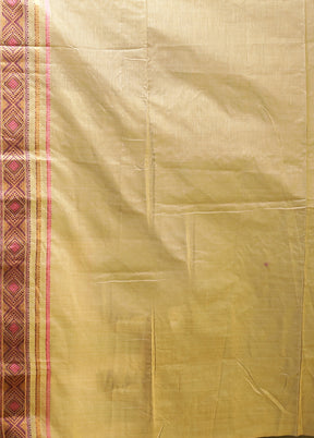 Cream Assam Silk Saree With Blouse Piece