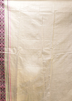 Cream Assam Silk Saree With Blouse Piece