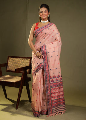 Pink Assam Silk Saree With Blouse Piece