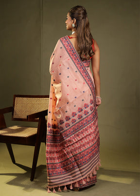 Pink Assam Silk Saree With Blouse Piece