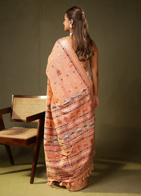 Pink Assam Silk Saree With Blouse Piece