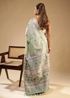 Blue Assam Silk Saree With Blouse Piece