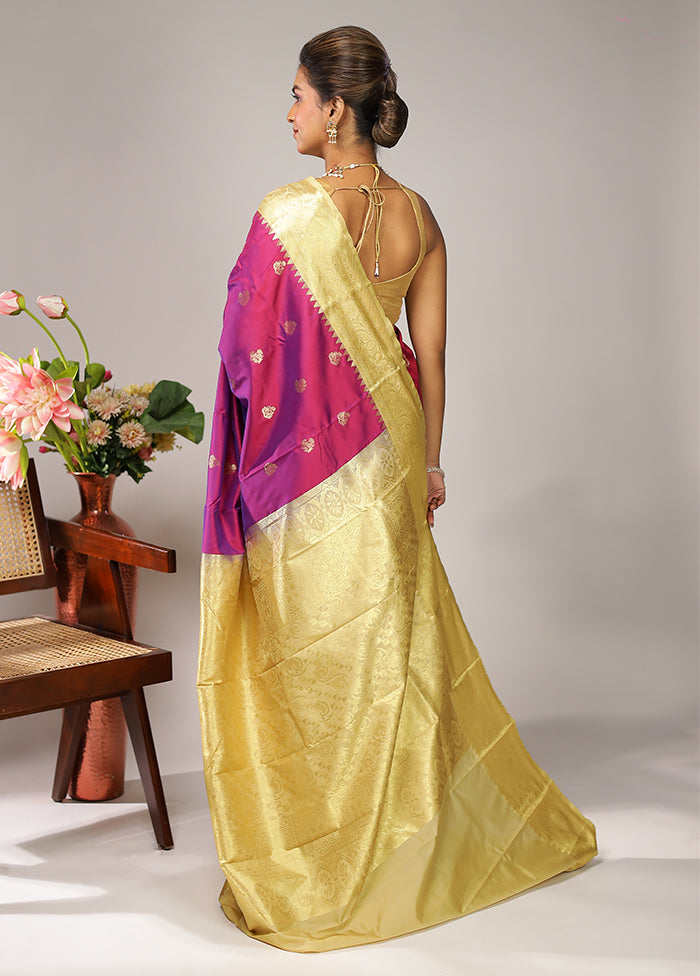 Purple Kanjivaram Silk Saree With Blouse Piece
