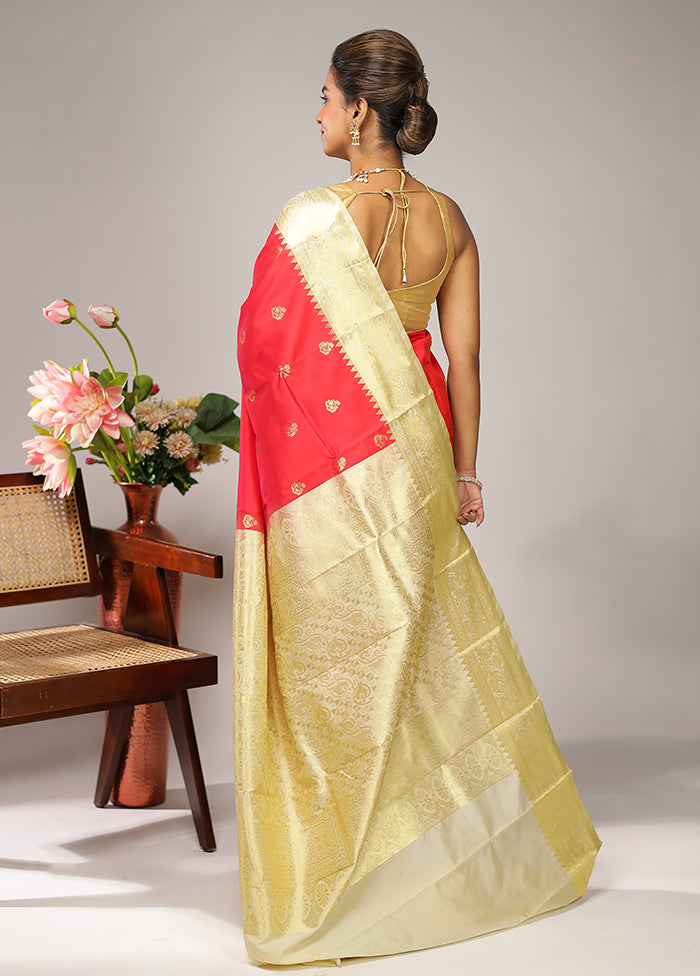 Red Kanjivaram Silk Saree With Blouse Piece